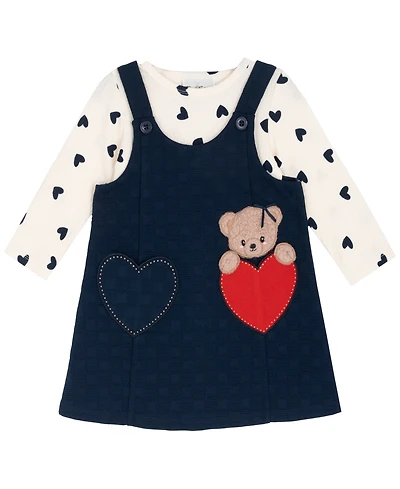 Rare Editions Little Girls Heart Pocket Jumper with Matching Shirt, 2 pc