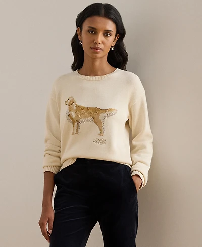 Lauren Ralph Women's Intarsia-Knit Golden Retriever Sweater