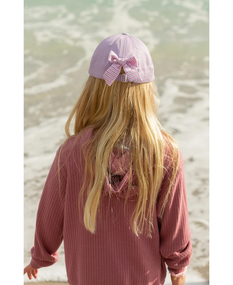 Bits & Bows Toddler Girls Rainbow Unicorn Bow Baseball Hat in Lavender