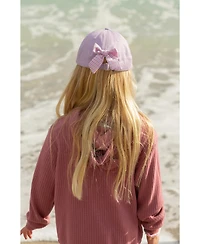 Bits & Bows Toddler Girls Rainbow Unicorn Bow Baseball Hat in Lavender