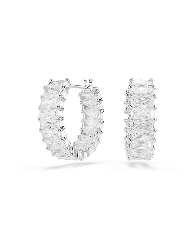 Swarovski Matrix Rhodium Plated Hoop Earrings