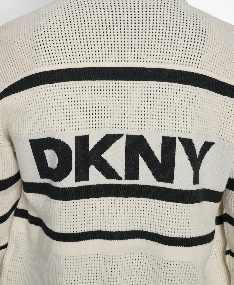 Dkny Women's Open Stitch Full Zip Stripe Jacket
