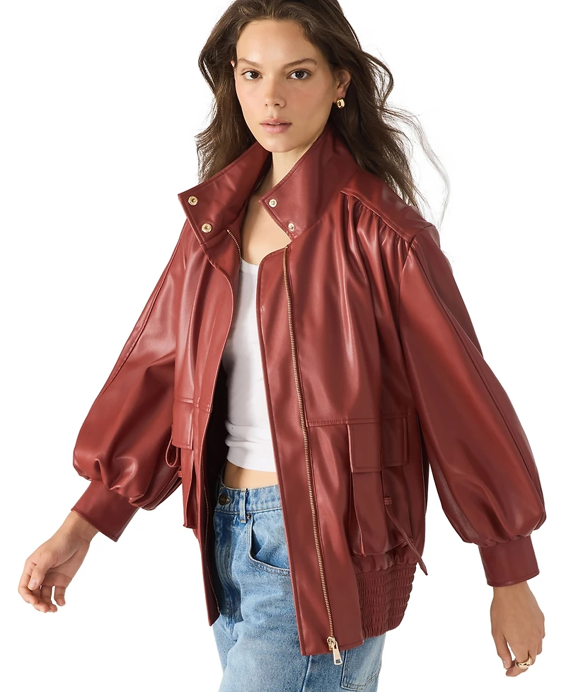 Steve Madden Women's High Collared Bomber Jacket