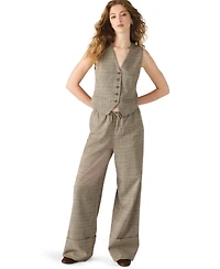 Steve Madden Women's Idra Plaid Detail Pull-On Pants