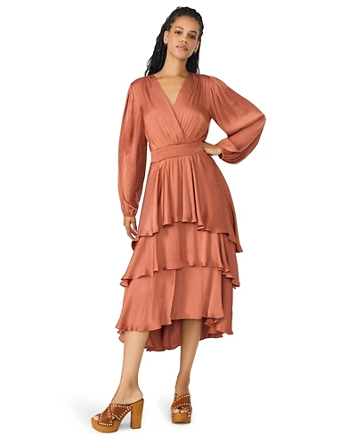 Steve Madden Women's Bei Smocked-Waist Tiered High-Low Dress