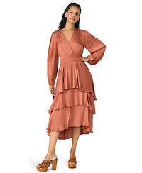 Steve Madden Women's Bei Smocked-Waist Tiered High-Low Dress