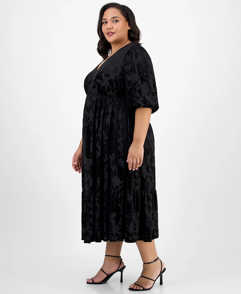 Robbie Bee Plus Burnout Velvet Midi Dress