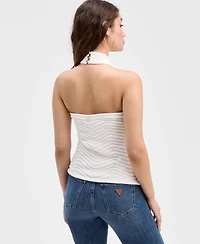 Guess Women's Serina Chevron-Ribbed Halter Sweater