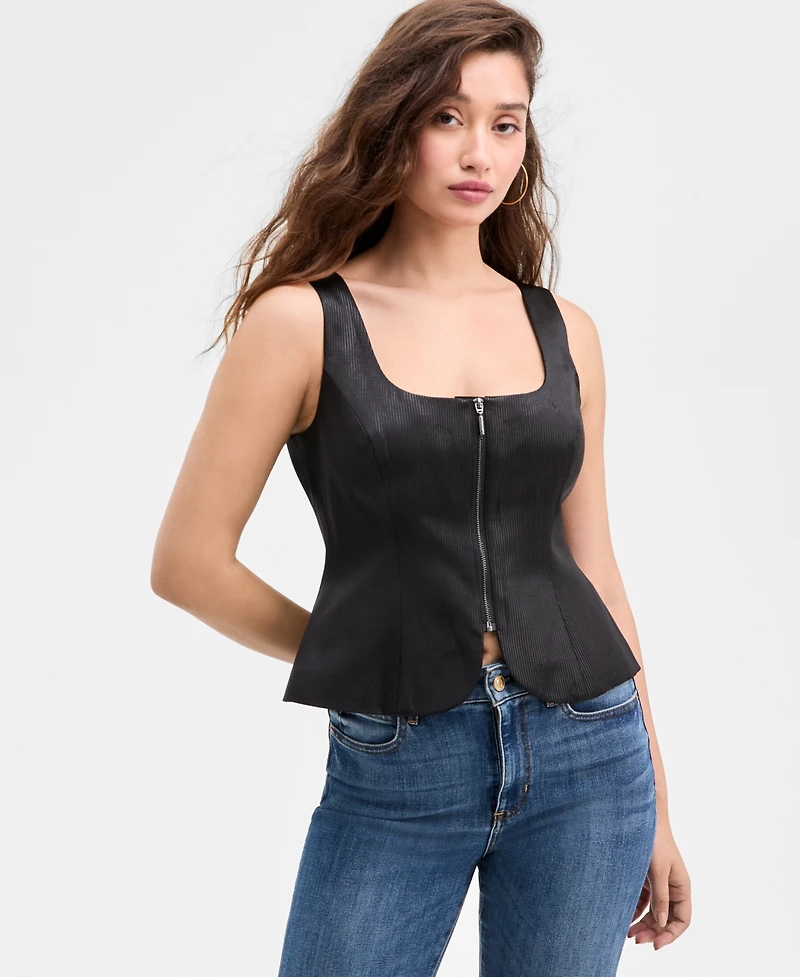 Guess Jemma Peplum-Hem Zippered Vest
