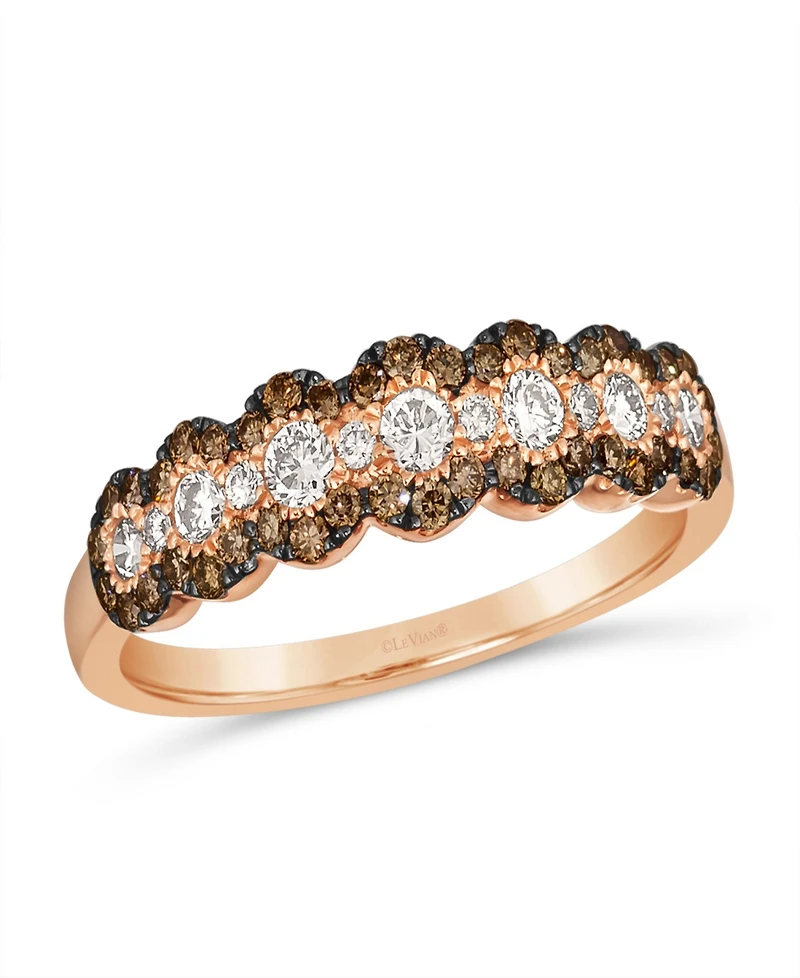 Le Vian Chocolate Diamond (.15 ct. t.w.) & Nude Diamond (.43 ct. t.w.) Patterned Ring in 14K Strawberry Gold