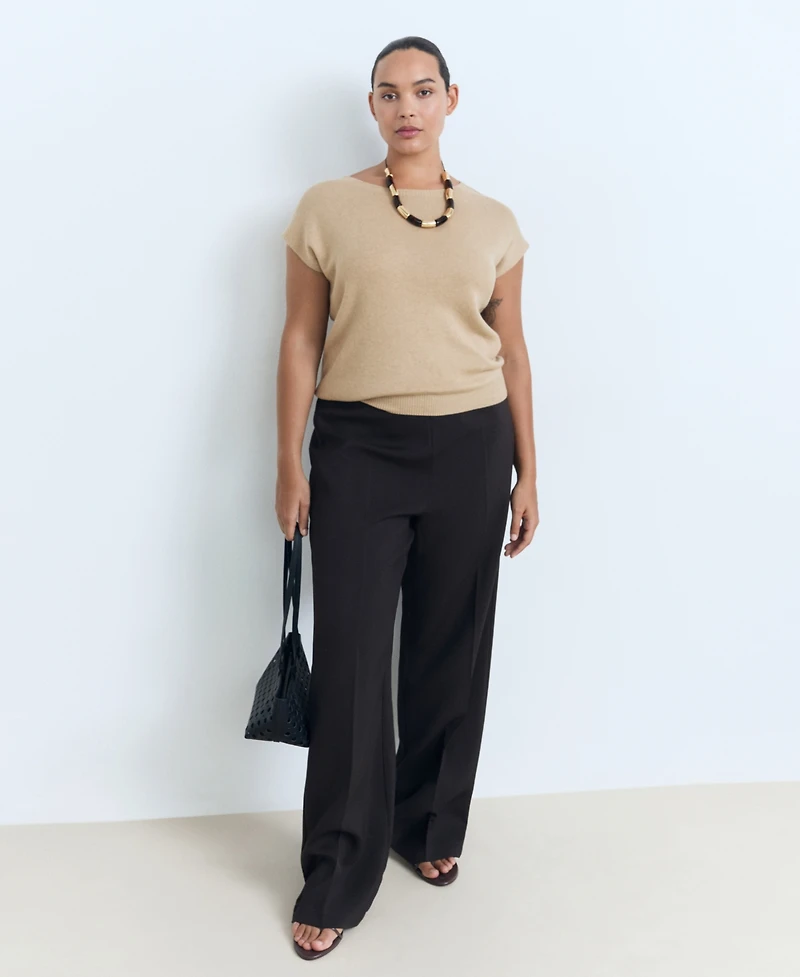 Mango Women's Short-Sleeved Fine-Knit Sweater