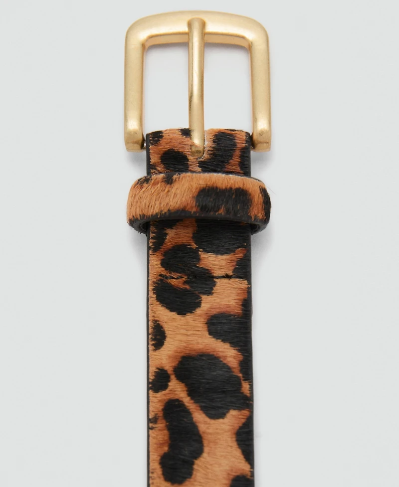 Mango Women's Animal Print Leather Belt