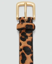 Mango Women's Animal Print Leather Belt