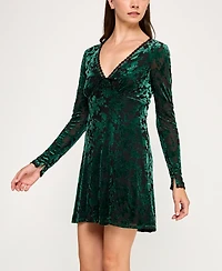 Row A Women's Long Sleeves V-Neck Dress