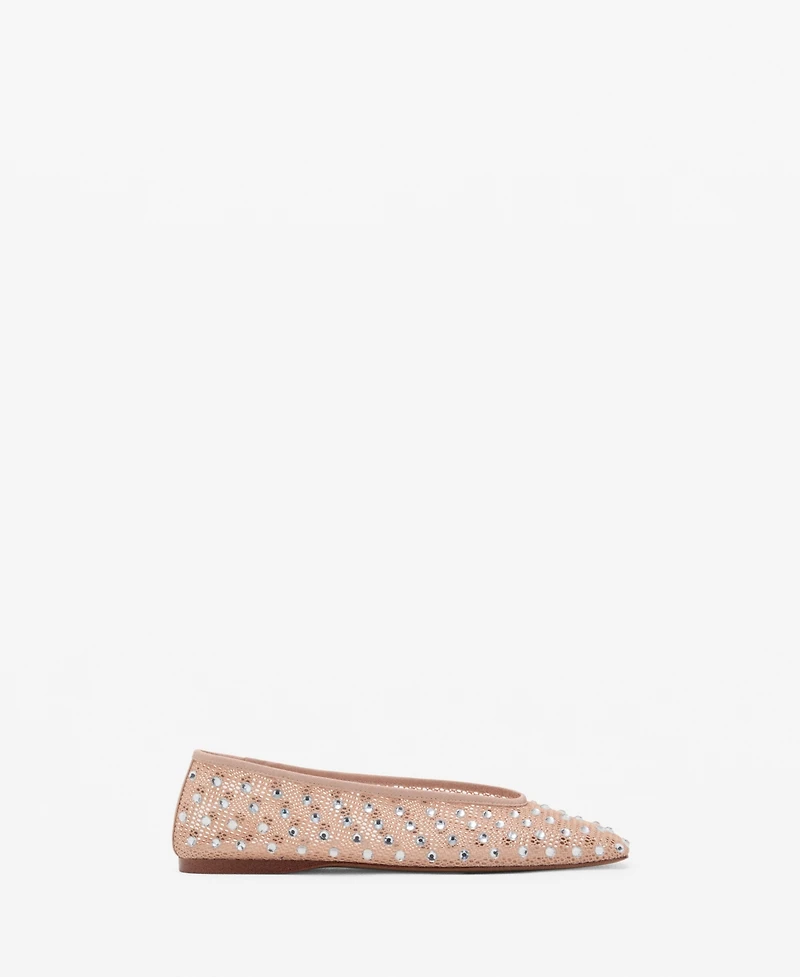 Mango Women's Mesh Strass Ballerina Flats