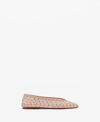 Mango Women's Mesh Strass Ballerina Flats