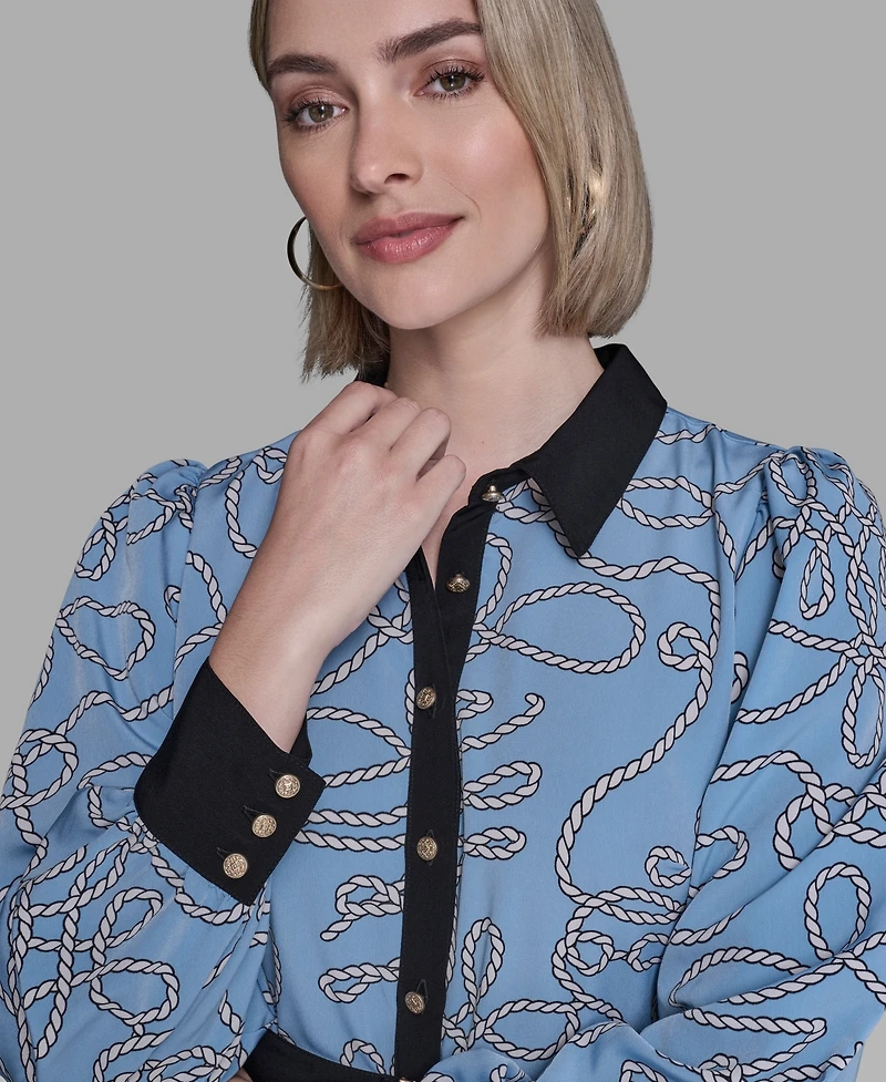 Karl Lagerfeld Paris Women's Printed Long Sleeves Dress
