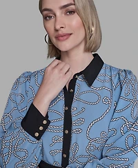 Karl Lagerfeld Paris Women's Printed Long Sleeves Dress