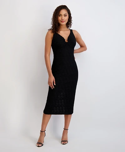 Siena Women's Textured Knit Plunge-Neck Scoop-Back Dress