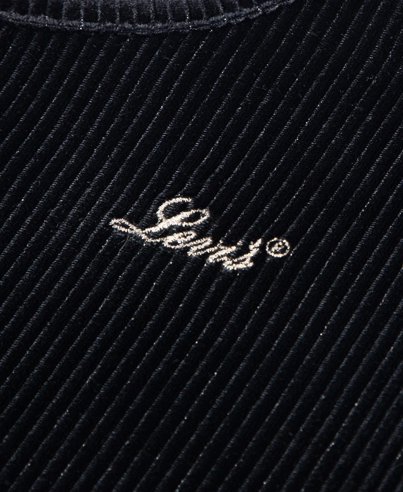 Levi's Little Girls 2-Piece Long Sleeve Top and Wide Pants Velour Set