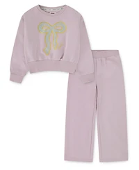 Levi's Toddler Girls 2-Piece Bow Crewneck Top and Wide Pants Fleece Set