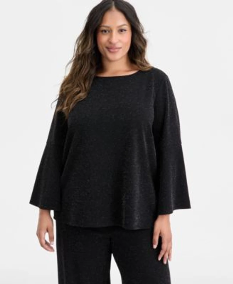 Ak Anne Klein Plus Size Bell Sleeve Top Wide Leg Pull On Pants