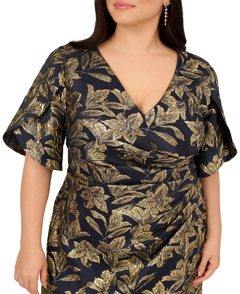 Adrianna Papell Plus Stretch Jacquard Midi Dress