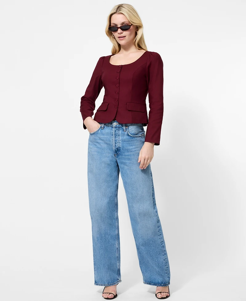 French Connection Women's Long Sleeves Poplin Top