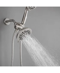 Greenspring Single-Handle 1-Spray Round Rain Shower Faucet Combo Set with Dual Function Pressure Balance Valve Brushed Nickel