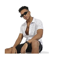 Campus Sutra Men's White Honeycomb Knit Shirt