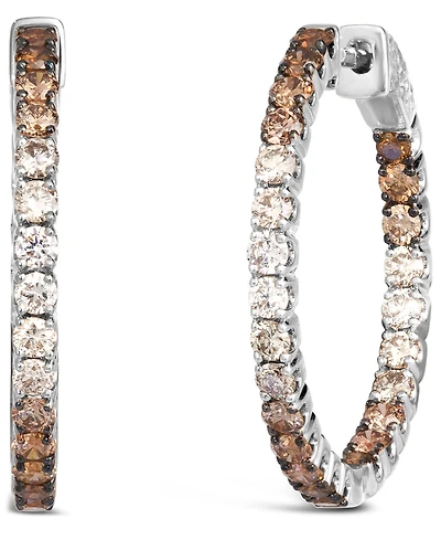 Le Vian Chocolate Ombre Diamond & Out Small Hoop Earrings (2 ct. t.w.) 14k Gold, 1"
