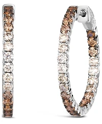 Le Vian Chocolate Ombre Diamond & Out Small Hoop Earrings (2 ct. t.w.) 14k Gold, 1"