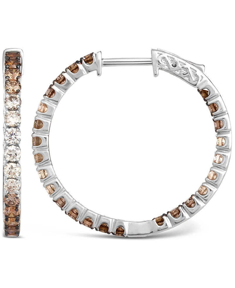Le Vian Chocolate Ombre Diamond & Out Small Hoop Earrings (2 ct. t.w.) 14k Gold, 1"