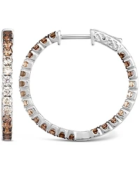 Le Vian Chocolate Ombre Diamond & Out Small Hoop Earrings (2 ct. t.w.) 14k Gold, 1"