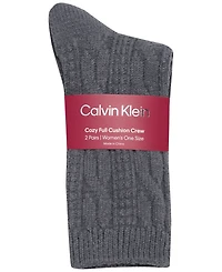 Calvin Klein Women's 2-Pack Plush Cable Knit Crew Socks Set