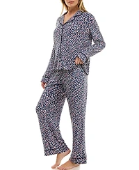 Roudelain Women's 2-Piece Long Sleeve Top and Printed Pajama Set