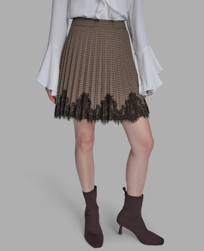 Bcbg Women's Lace Hem Pleated Skirt