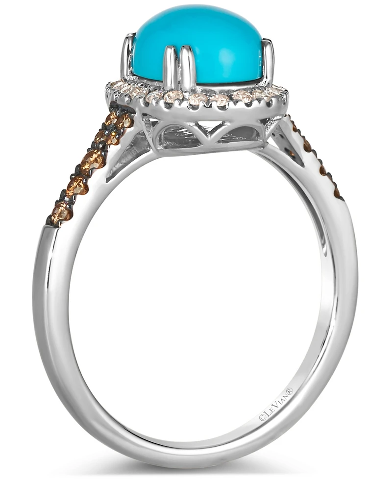 Le Vian Robins Egg Blue Turquoise (2 ct. t.w.) and Diamond (1/3 Halo Ring 14k Rose Gold