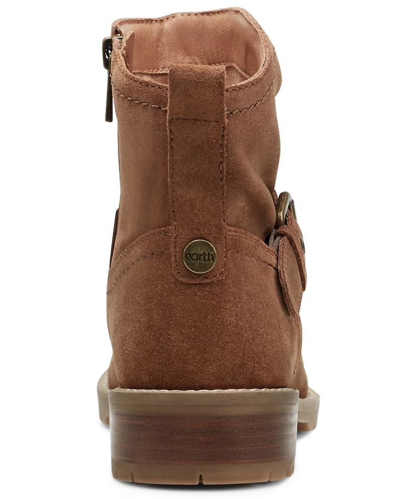 Earth Women's Thrill Buckle Strap Ruched Booties