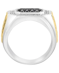 Effy Collection Men's Diamond (1/3 ct. t.w.) and Black Spinel (3/4 ct. t.w.) Ring in 18K gold over Sterling Silver