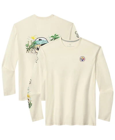 Tommy Bahama Men's Cream Pittsburgh Steelers Oasis Endzone Lux Long Sleeve T-Shirt