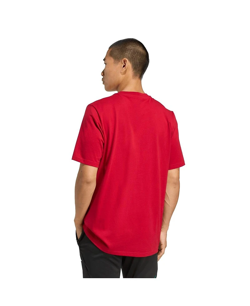 Adidas Men's Red Liverpool Three-Stripes Wordmark T-Shirt