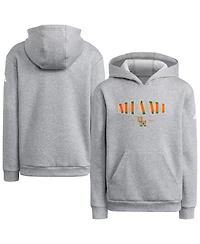 Adidas Big Boys and Girls Heather Gray Miami Hurricanes Puffed Out Pullover Hoodie