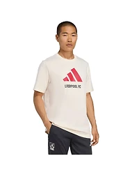 Adidas Men's White Liverpool Three-Stripes Wordmark T-Shirt
