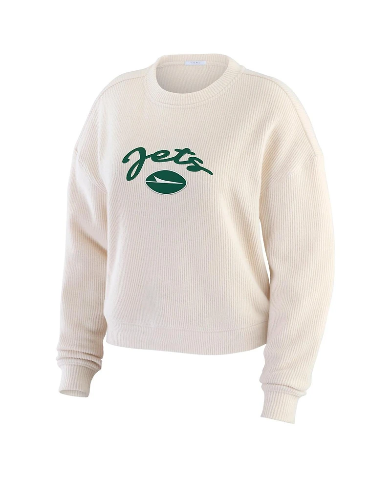 Wear by Erin Andrews Women's 2-Piece Oatmeal New York Jets Rib-Knit Long Sleeve T-Shirt and Pants Lounge Set