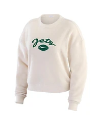 Wear by Erin Andrews Women's 2-Piece Oatmeal New York Jets Rib-Knit Long Sleeve T-Shirt and Pants Lounge Set