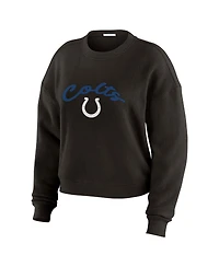 Wear by Erin Andrews Women's Cream Indianapolis Colts Plus Size Knitted Tri-Blend Long Sleeve T-Shirt Pants Lounge Set