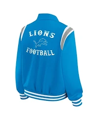 Wear by Erin Andrews Women's Blue Detroit Lions Varsity Lightweight Full-Snap Jacket