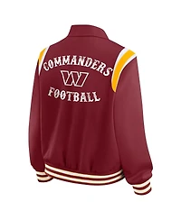 Wear by Erin Andrews Women's Burgundy Washington Commanders Varsity Lightweight Full-Snap Jacket