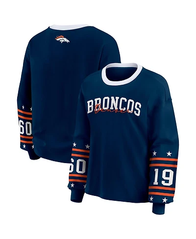 Wear by Erin Andrews Women's Navy Denver Broncos Sport Long-Sleeve T-Shirt